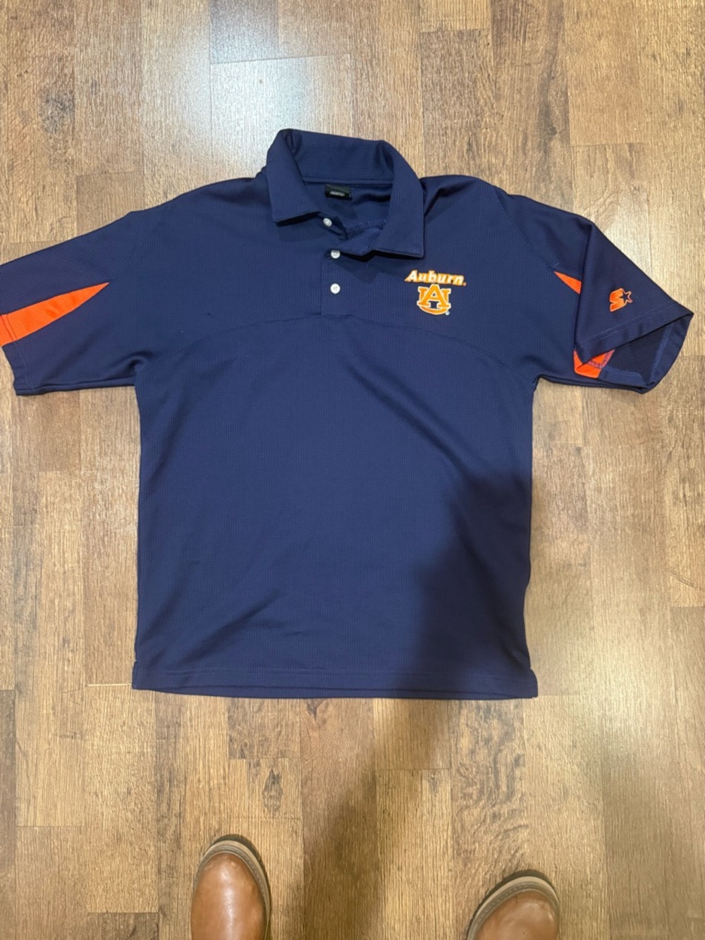 Auburn starter Men's Navy Polo with Orange Accents medium Y2K